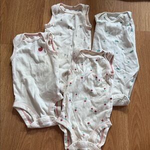 Carters 3 Month Onesie Bundle, Qty 4 Sleeveless, carrots, peas, beets, tomato